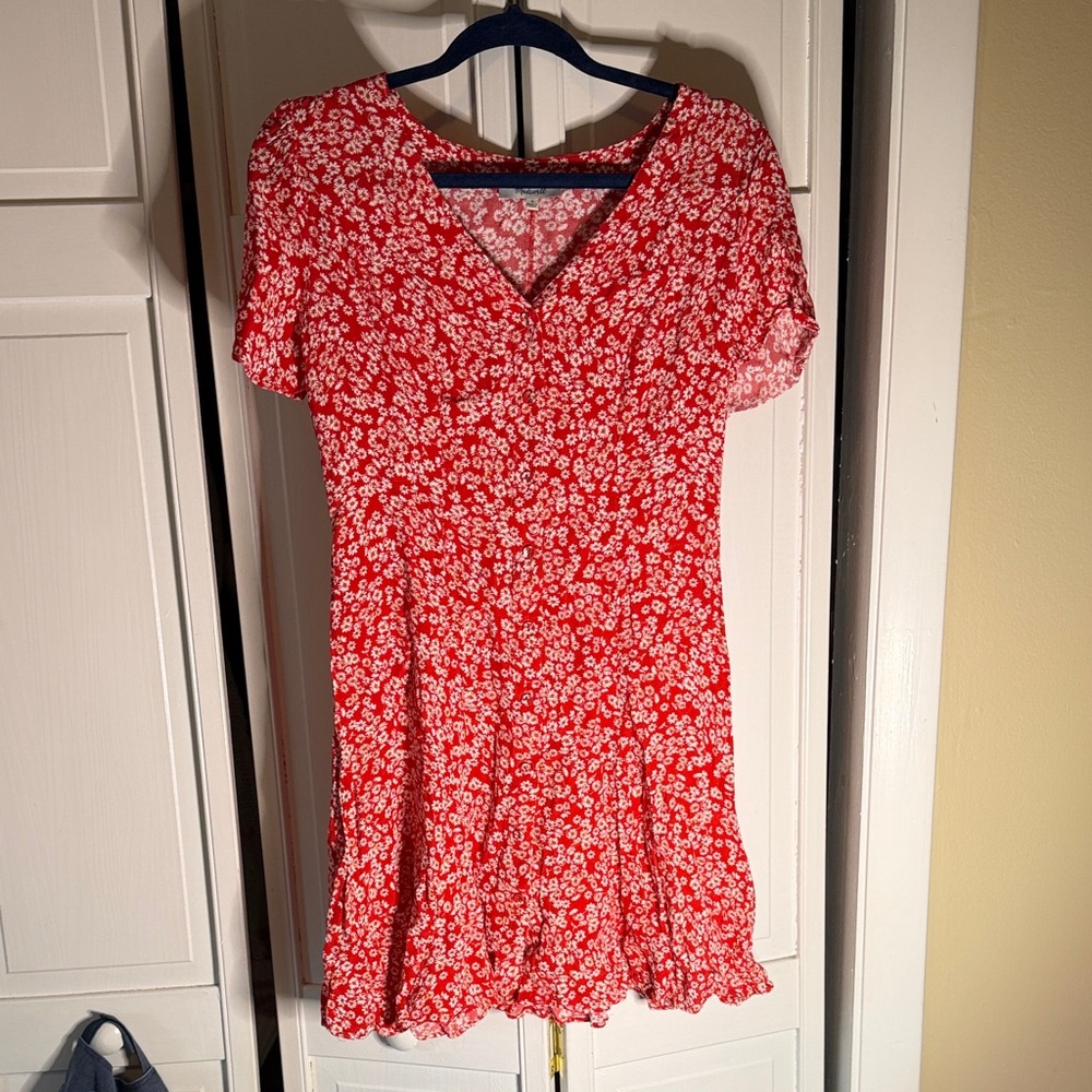 Madewell Red and White Floral Dress